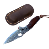 Folding Knife | Damascus Steel | Outdoor Camping | Black Alligator