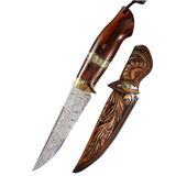 Swedish Powder Damascus Steel Outdoor Survival Knife | Divine Art
