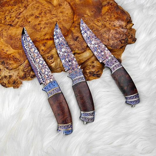 Damascus Steel Outdoor Pocket Knife- Human Face Pattern- Collection Level