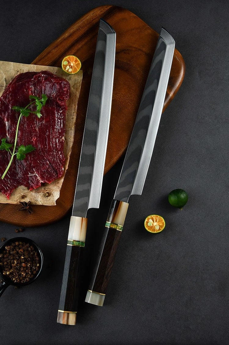 Damascus Steel Sashimi Knife with Octagonal Straight Handle