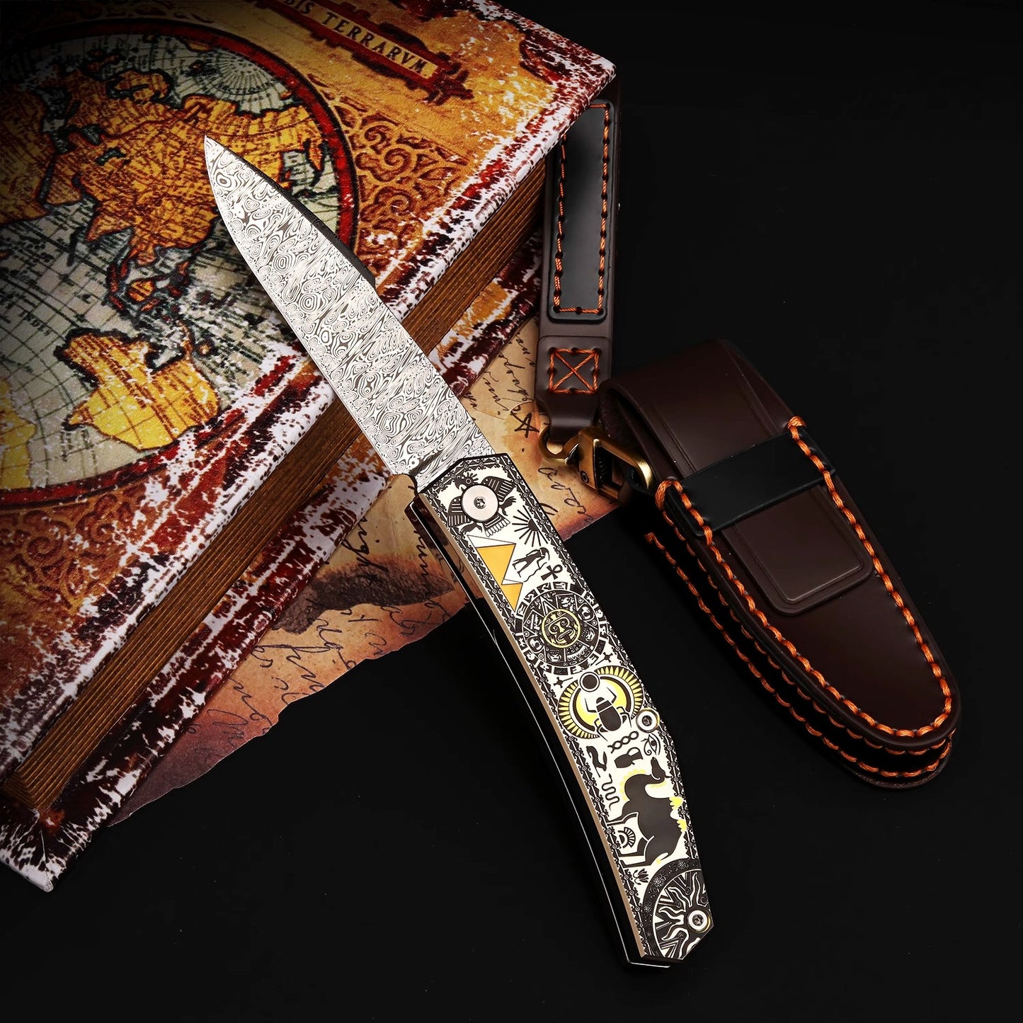 Damascus Steel Folding Knife -Swedish Powder- Collectible Level