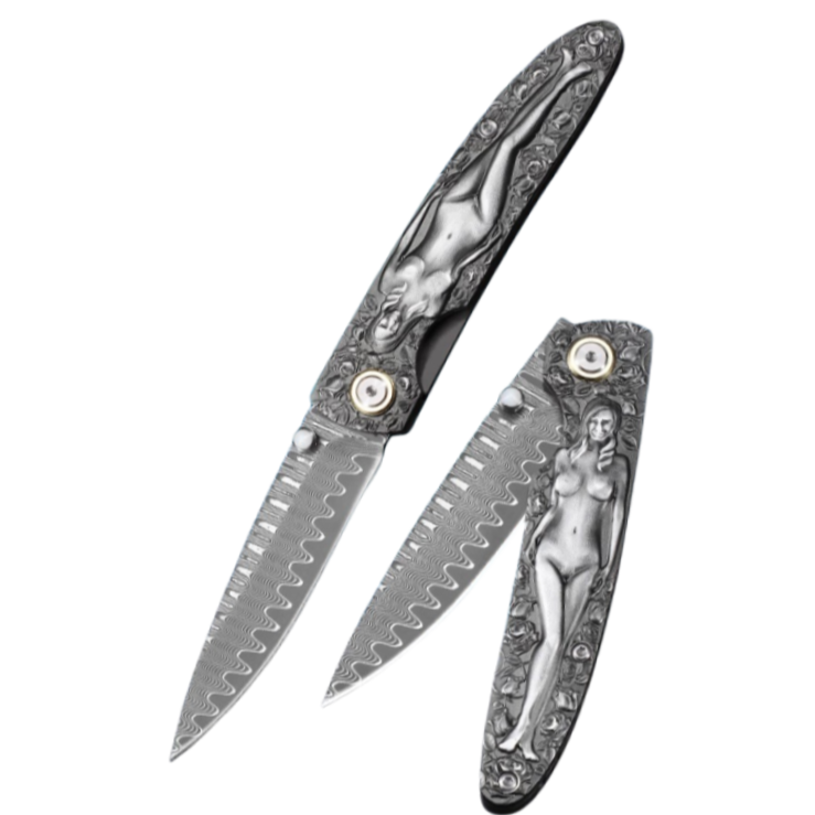Pocket Knife| Damascus Steel | Musa Goddess