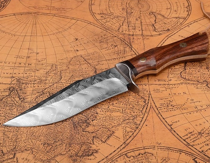 Damascus Steel Bowie knife- Swiss Powder Pattern