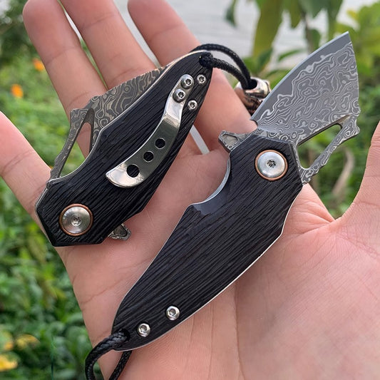 Pocket Knife | Damascus Steel | Red Panda