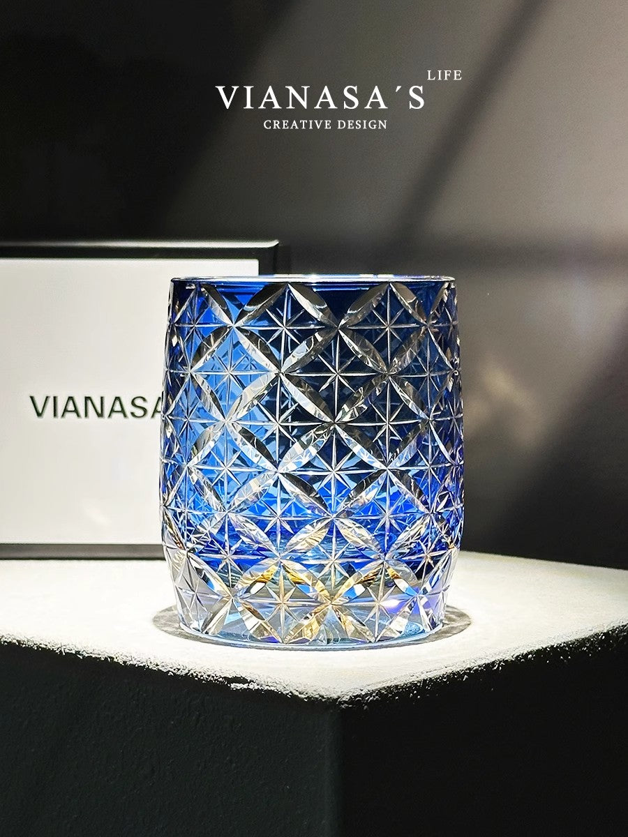 VIANASA'S Blue Starlight Edo Kiriko Whiskey Glass - Goglasscup