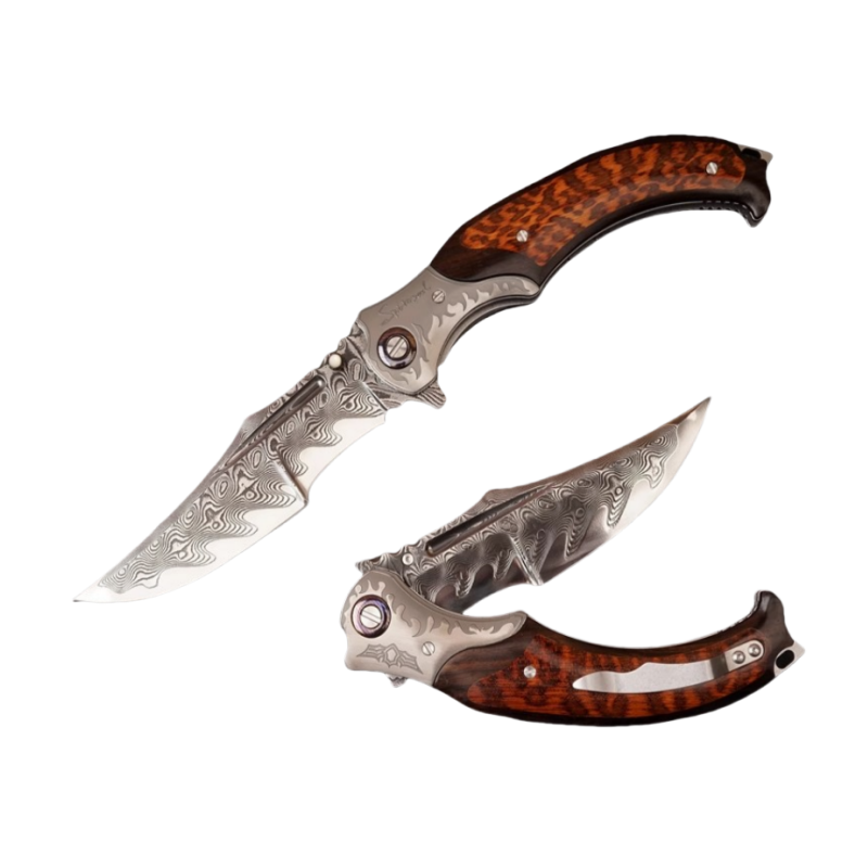 Damascus Handmade Folding Knife- Night Devil Knight