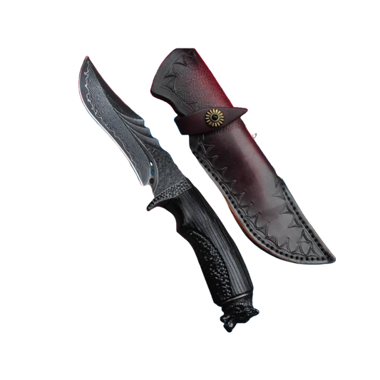 Outdoor Knife | Damascus Steel | Gray Wolf