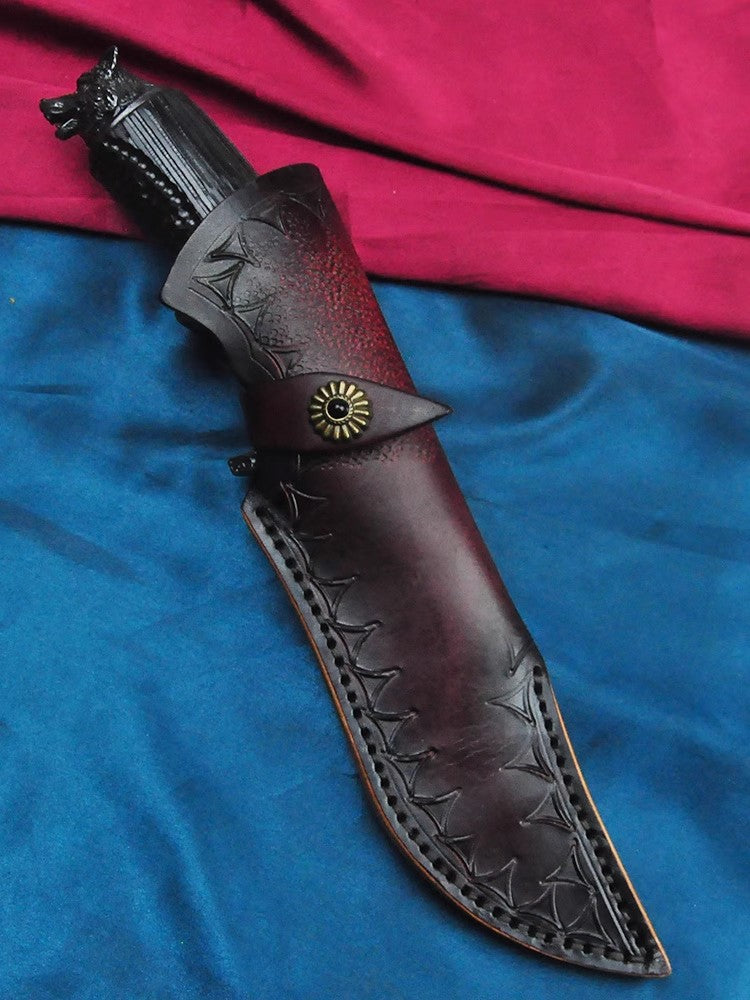 Outdoor Knife | Damascus Steel | Gray Wolf