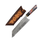 Damascus Steel Handmade 8" Santoku Knife with Stabilized Wood Handle