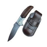 Folding Knife | Forged Feather Pattern | Black Tortoise