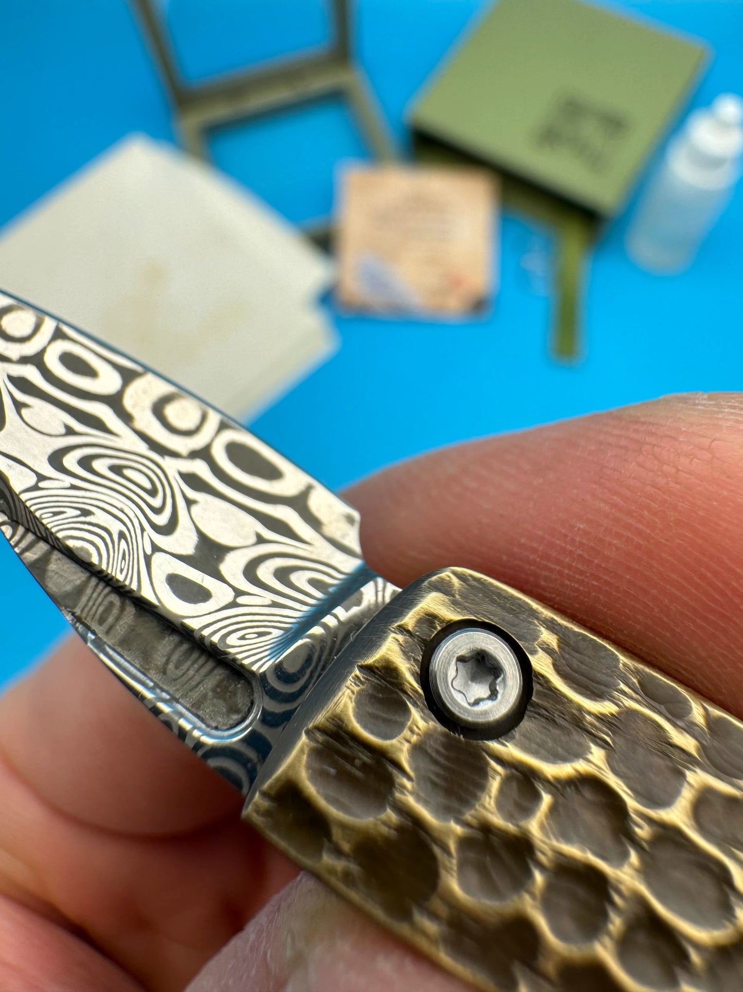 Pocket Knife | Swiss Powder Steel | Damascus Steel | Golden Cicada