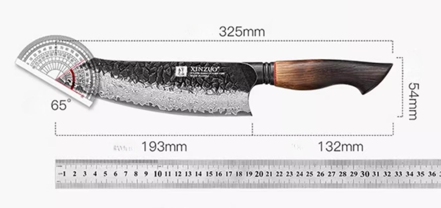 Chef's Kiritsuke | Santoku Knife | Damascus Steel | Ink Hammer Series