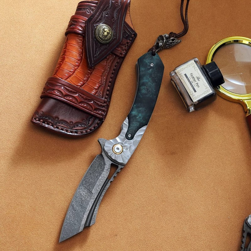 Forged Wootz Damascus Steel Folding Knife-Pirates of the Caribbean
