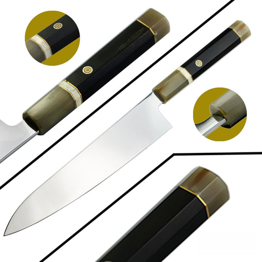 VG10 Chef's Knife | Mirror Finish | Double Horn Handle | Japanese Kiritsuke Knife