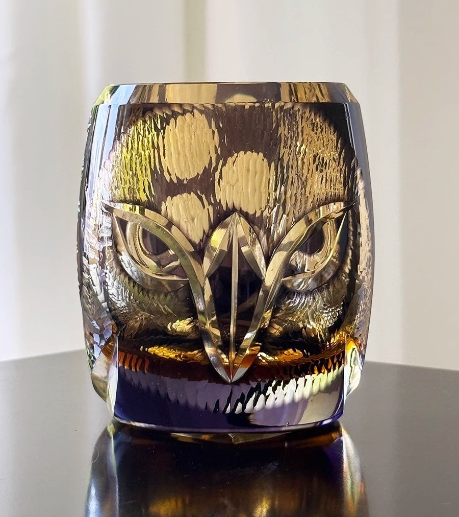 Edo Kiriko Owl Whiskey Glass-Limited Goglasscup