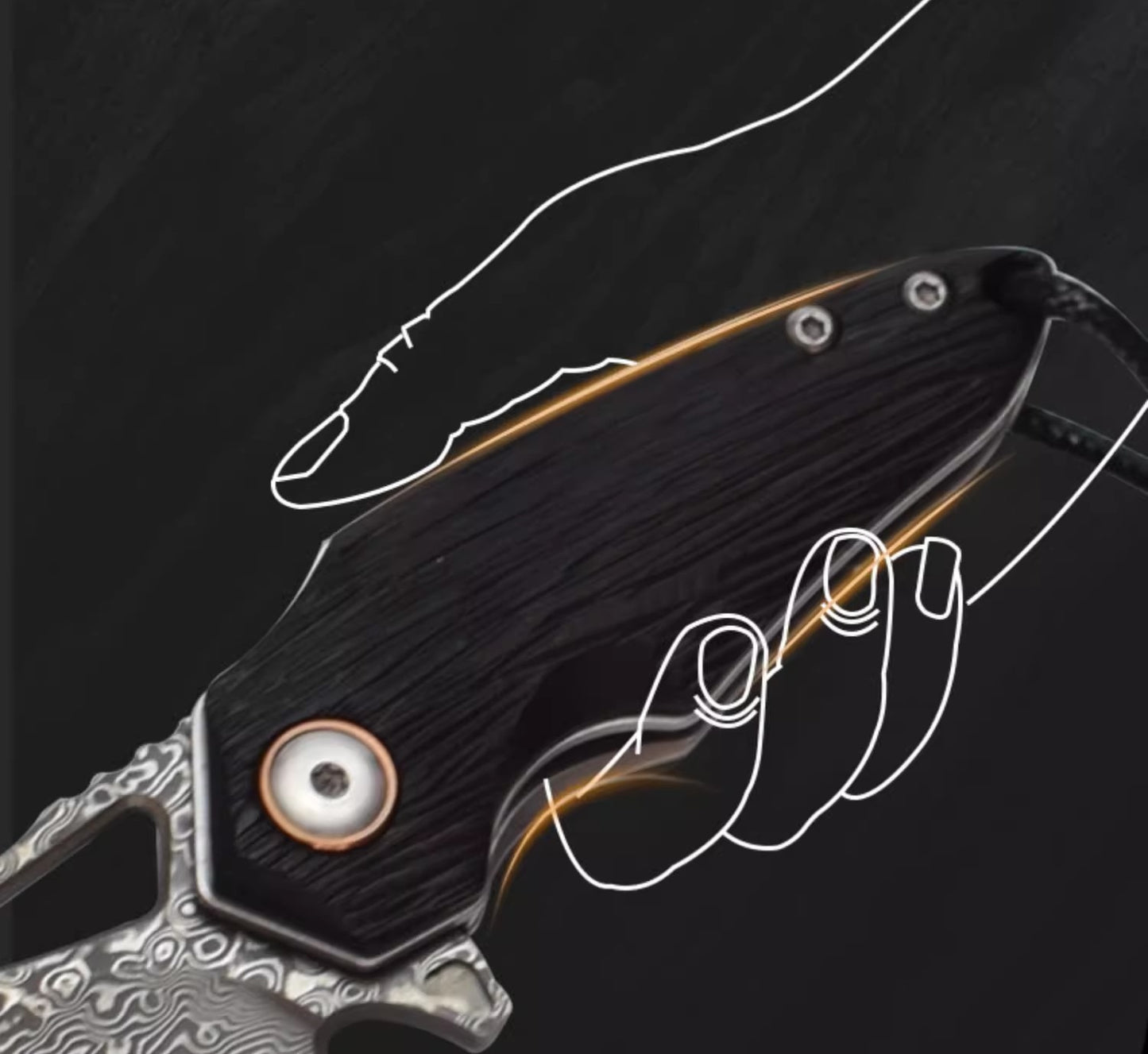 Pocket Knife | Damascus Steel | Red Panda