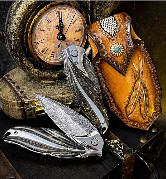 Feather Pattern | Forged Folding Knife | Hunting Knife