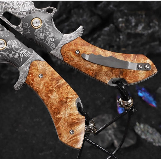 Damascus Steel Knife Outdoor Folding Knife- Flying Eagle