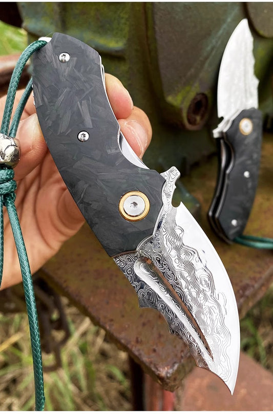 Folding Knife | Japanese VG10 Damascus steel | Demon Cow