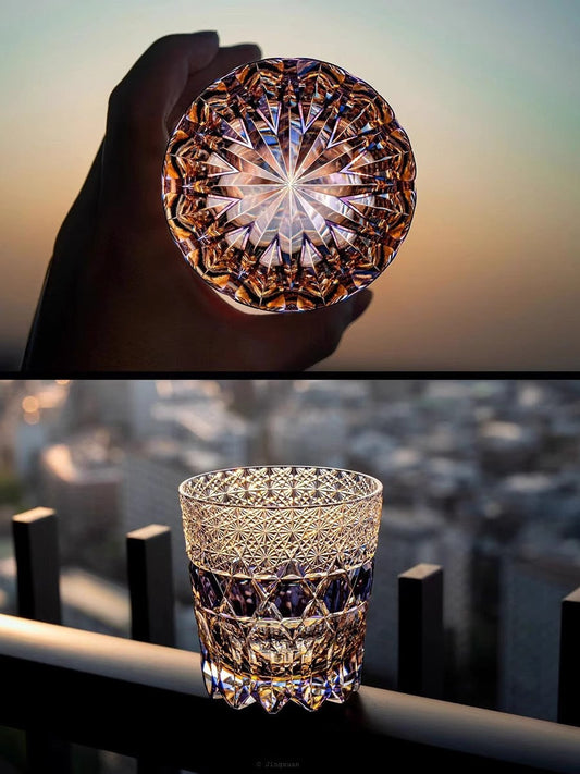 VIANASA'S Edo Kiriko Kasaneirome Shihou Whiskey Glass - Goglasscup