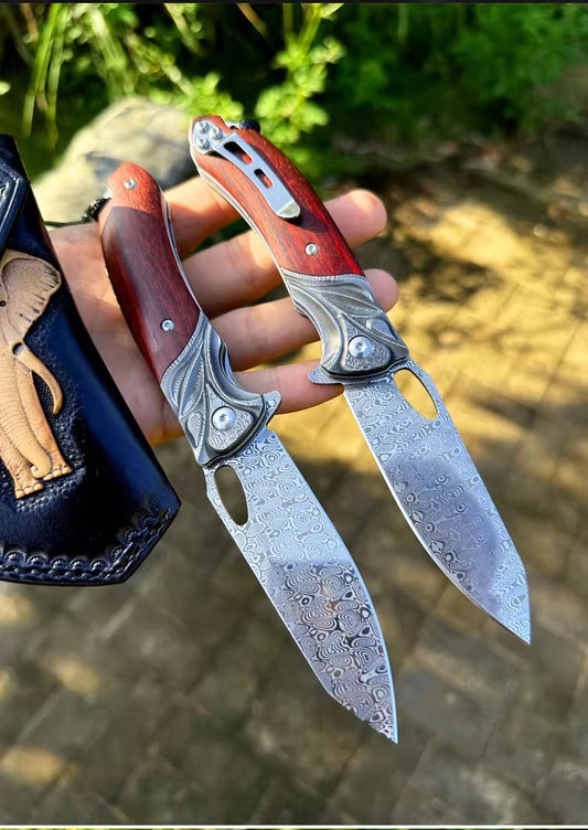 Folding Knife | Swedish Powdered | Damascus Steel | Beetle