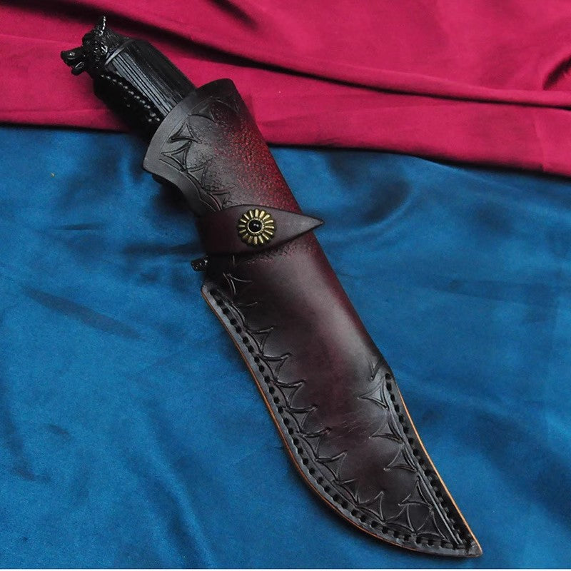 Outdoor Knife | Damascus Steel | Gray Wolf
