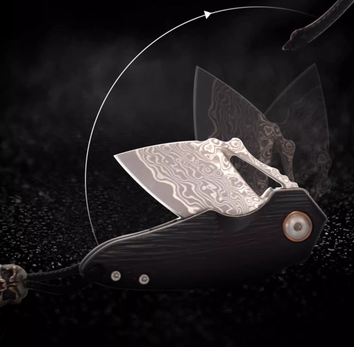 Pocket Knife | Damascus Steel | Red Panda
