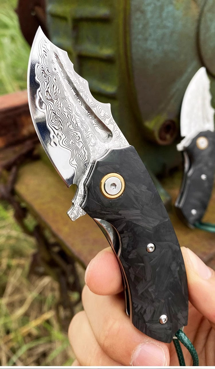 Folding Knife | Japanese VG10 Damascus steel | Demon Cow