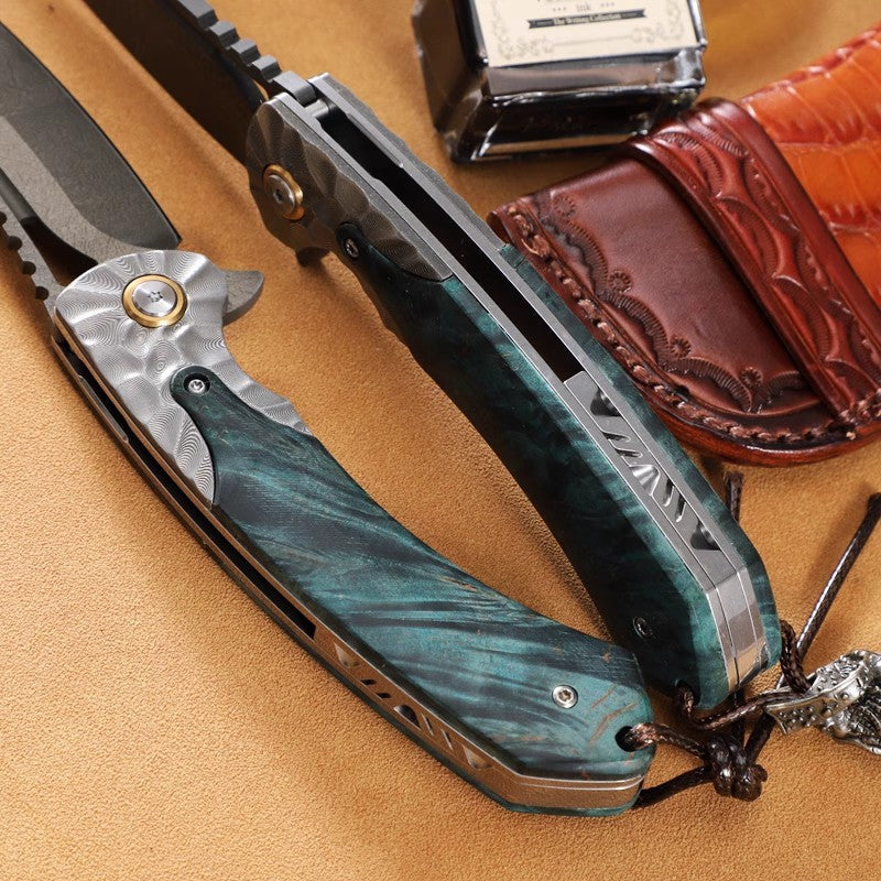 Forged Wootz Damascus Steel Folding Knife-Pirates of the Caribbean