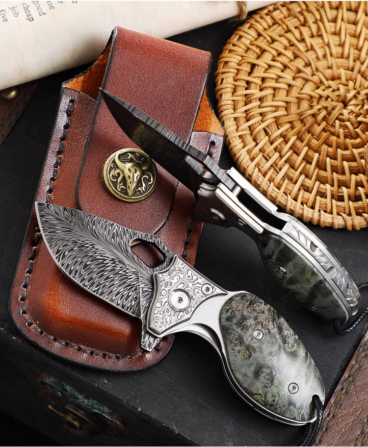 Pocket Knife | Feather Pattern | Swamp Rat