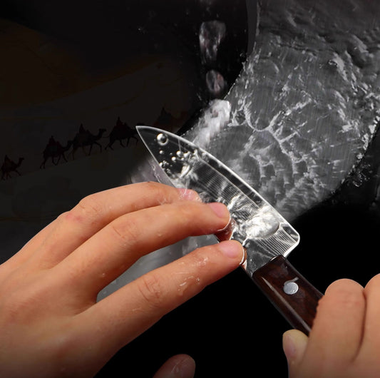 Damascus Paring Knife AUS-10 with Ebony Handle