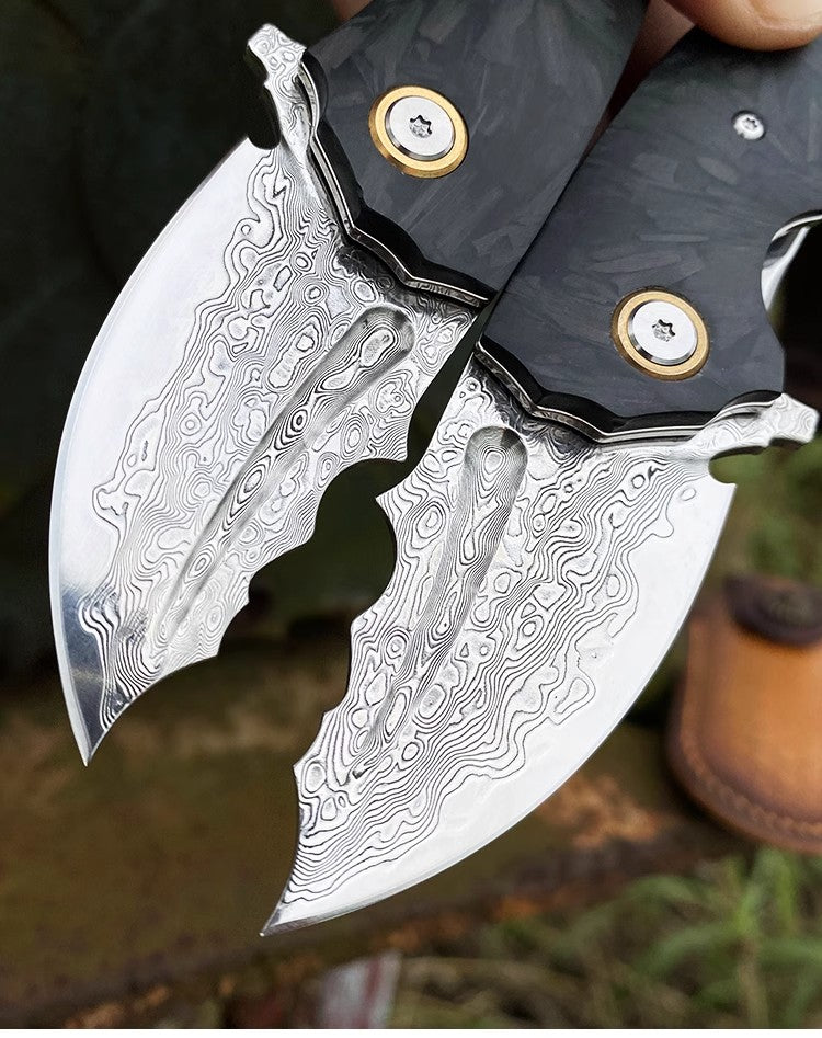 Folding Knife | Japanese VG10 Damascus steel | Demon Cow