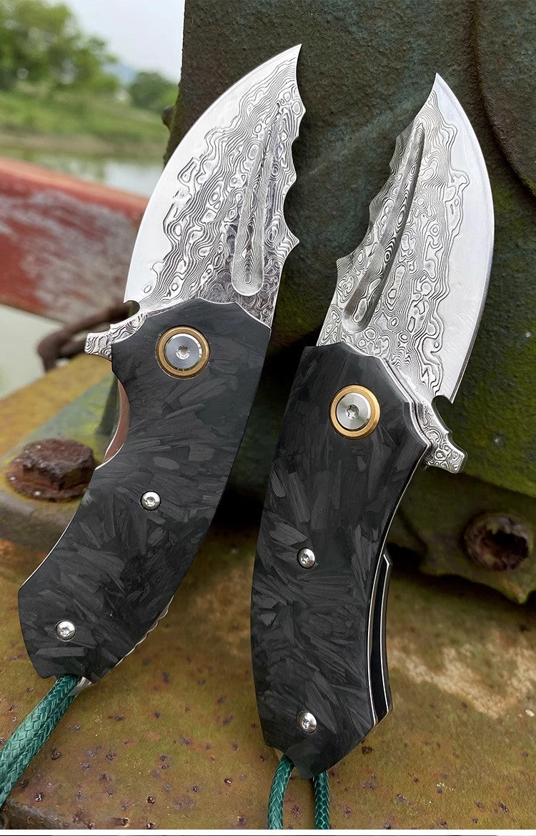 Folding Knife | Japanese VG10 Damascus steel | Demon Cow