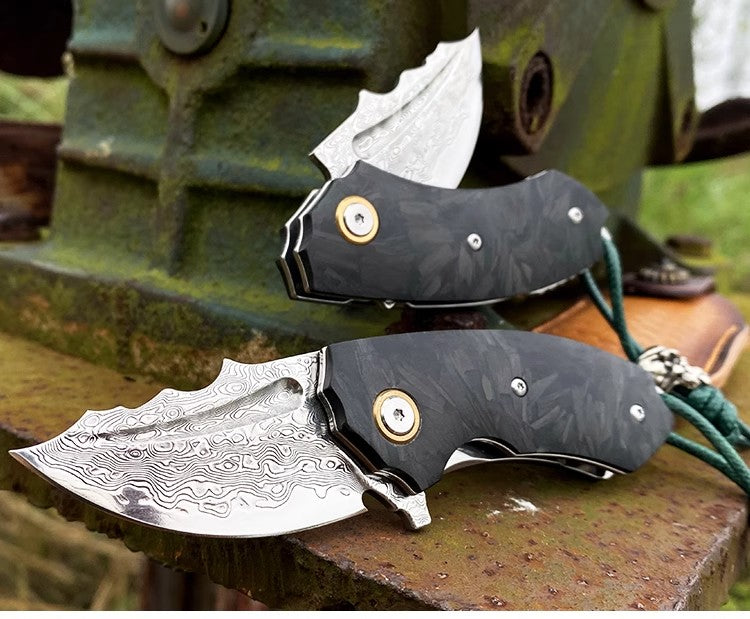 Folding Knife | Japanese VG10 Damascus steel | Demon Cow