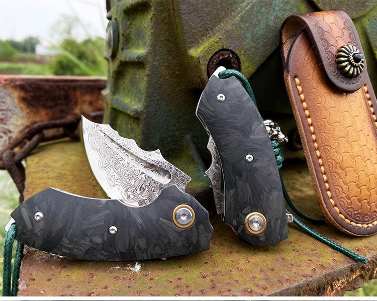 Folding Knife | Japanese VG10 Damascus steel | Demon Cow