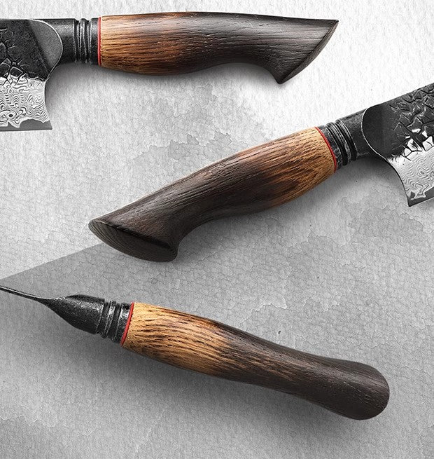 Chef's Kiritsuke | Santoku Knife | Damascus Steel | Ink Hammer Series