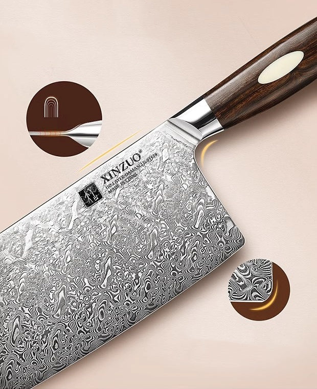 110 Layer Dual-core Damascus Cleaver