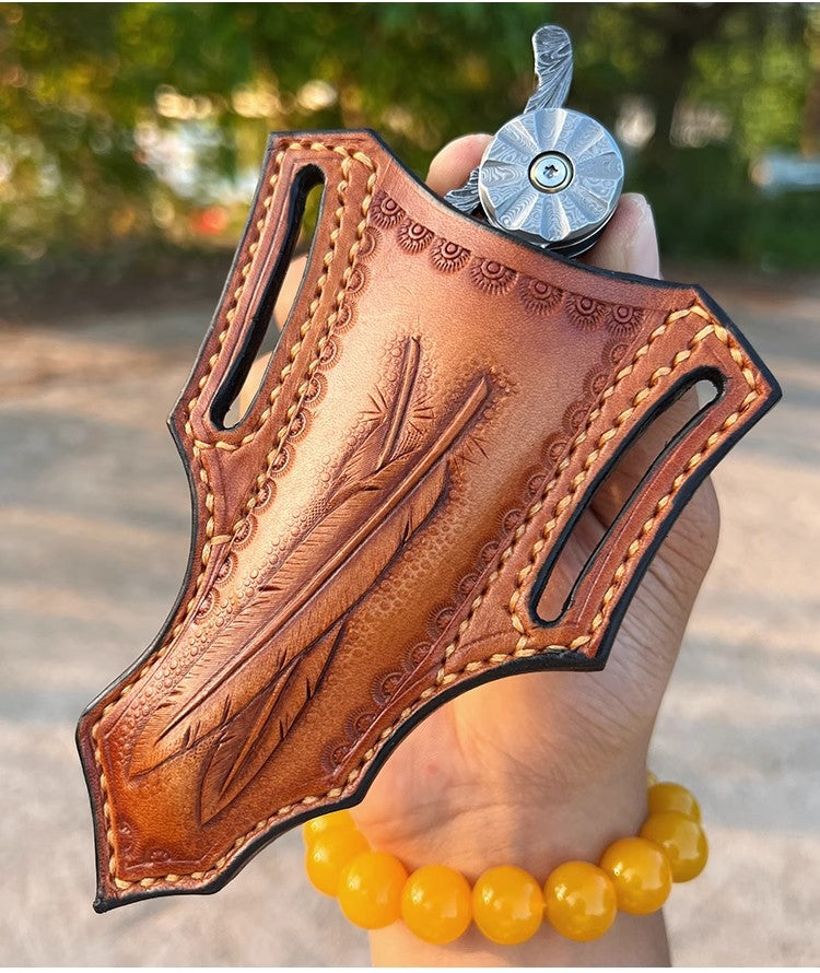Damascus Steel Feather Pattern Folding Knife High Hardness