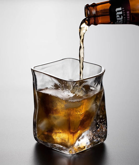KAGAMI Edo Kiriko Whiskey Glass Hammer Pattern Rock Glass