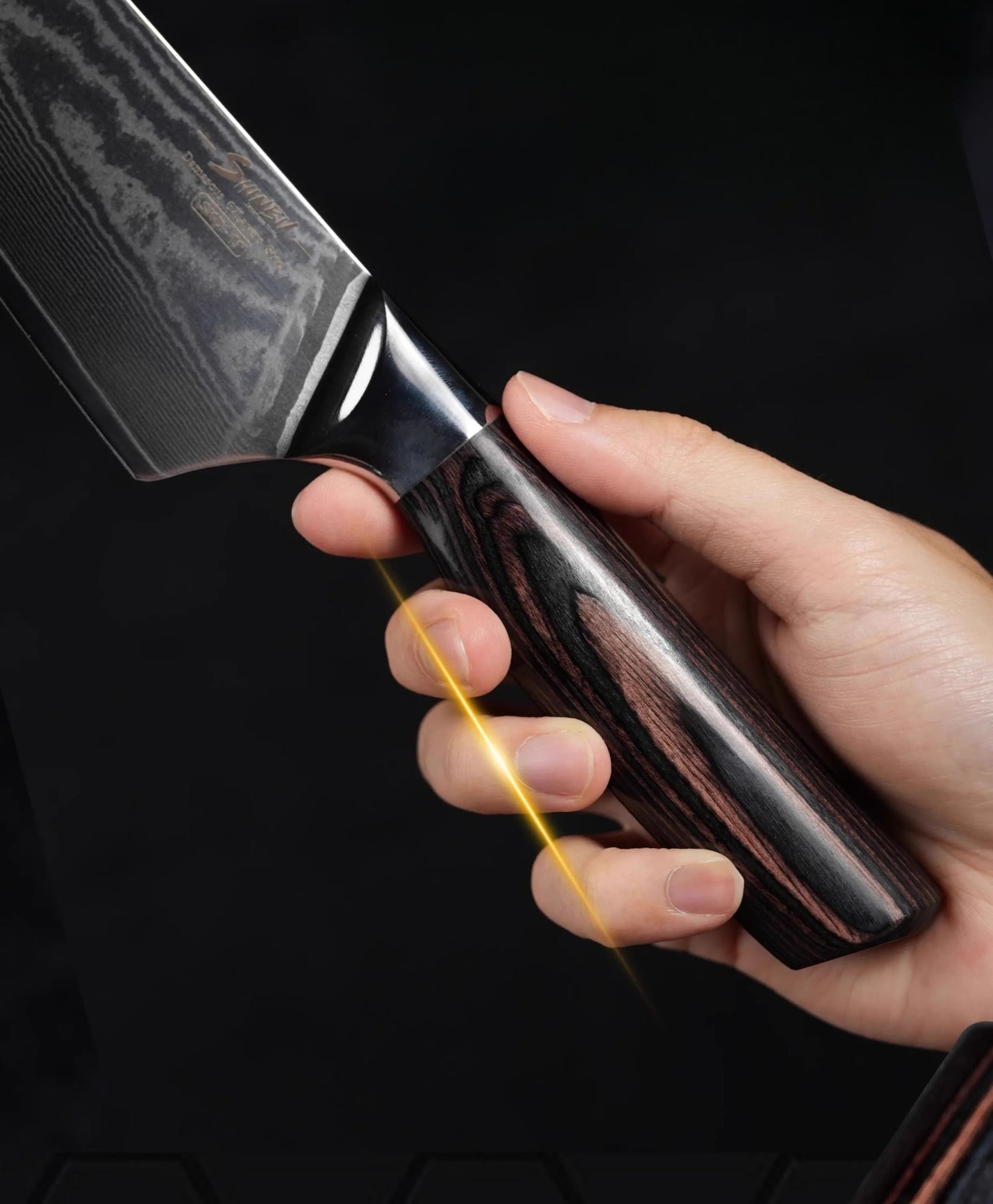 67 Layer SKD11 Damascus Chef Knife with Dark Brown Wood Handle