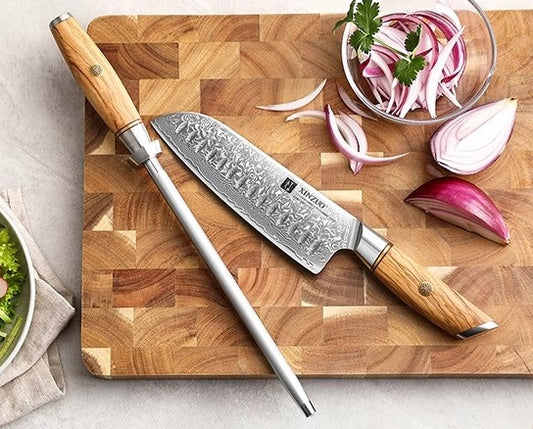 73 Layer Damascus Steel Knife Set with Olive Wood Handle