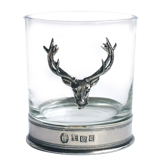 ENGLISH PEWTER Stag Single Whiskey Glass Tumbler - Goglasscup