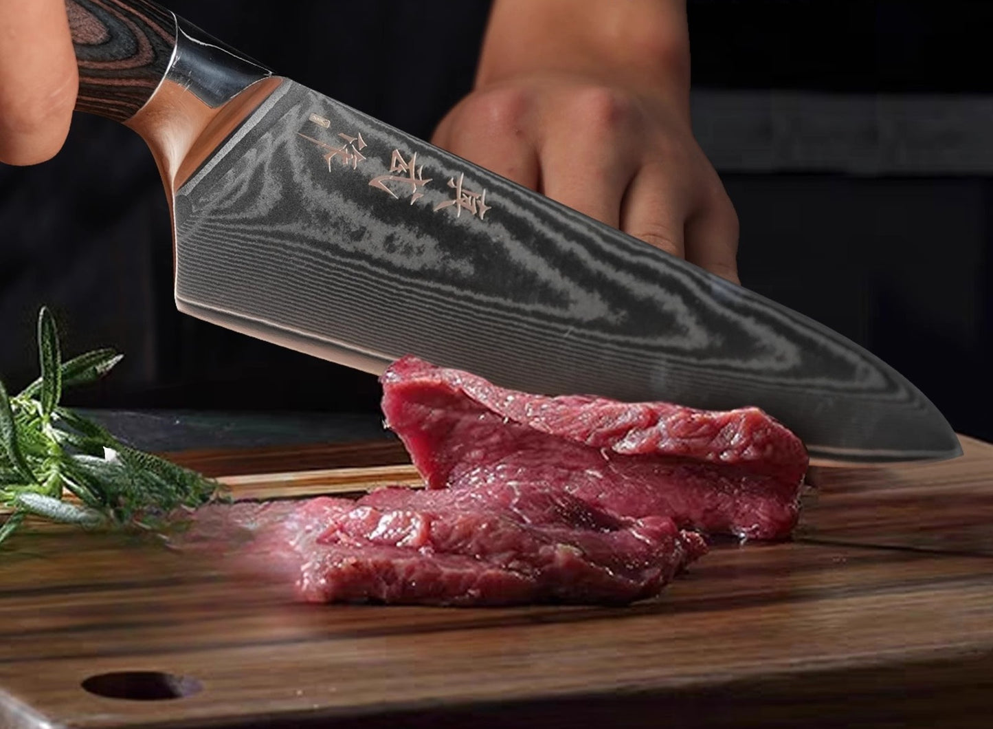 67 Layer SKD11 Damascus Chef Knife with Dark Brown Wood Handle