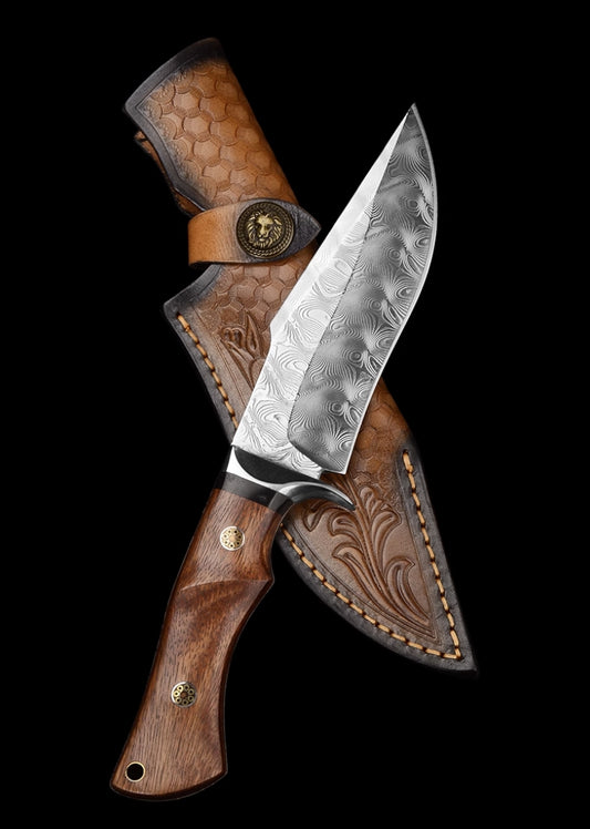 Damascus Steel Bowie knife- Swiss Powder Pattern