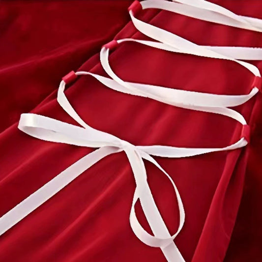 Backless velvet mesh nightgown