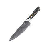 67 Layer Damascus Chef Knife with Carbon Fiber Gold Foil + Resin Handle