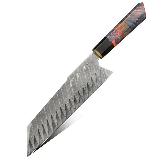 Damascus Steel Handmade 8" Santoku Knife with Stabilized Wood Handle