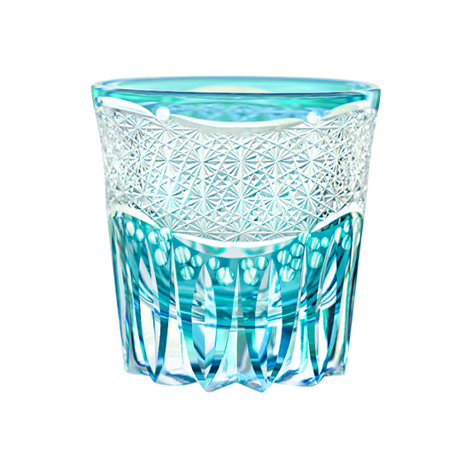 Golden Chrysanthemum Spray Edo Kiriko Whiskey Glass Goglasscup