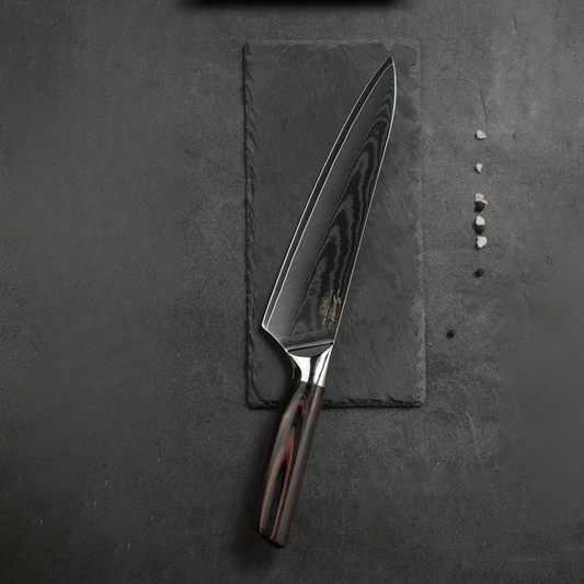 67 Layer SKD11 Damascus Chef Knife with Dark Brown Wood Handle