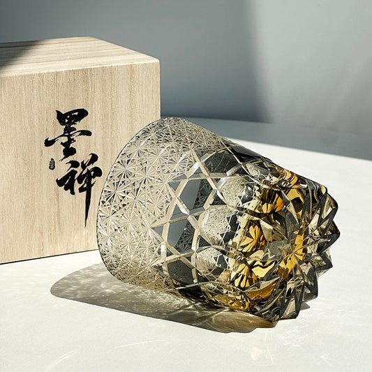 KAGAMI Fluorite Edo Kiriko Crystal Glass Whiskey Glass